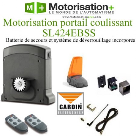 Motorisation portail coulissant - CARDIN - 125 SL424EBSS + 4 m de crémaillères OFFERTES
