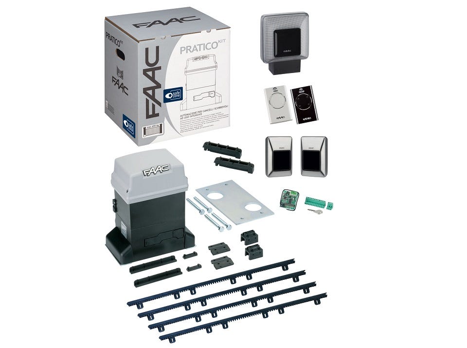Motorisation portail coulissant 600Kg - Kit Pratico Plus + crémaillère 4m - FAAC - 105653144