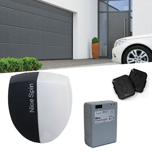 Motorisation porte garage NICE SPIN-23KCE + 1-Batterie + 1-Télécommande