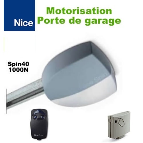 Motorisation porte de garage NICE-SPIN40 1000 N +1 télécommande +1 Récepteu