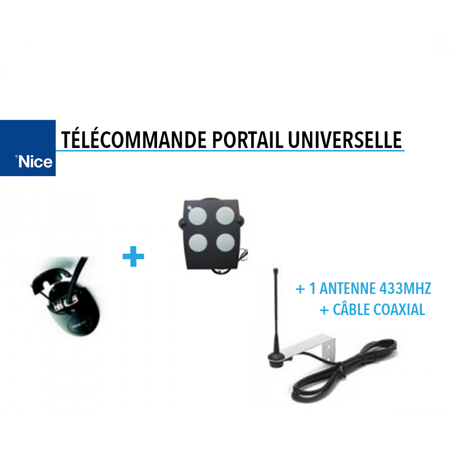 Télécommande portail universelle Nice + 1 antenne 433Mhz offerte - Offre exceptionnelle